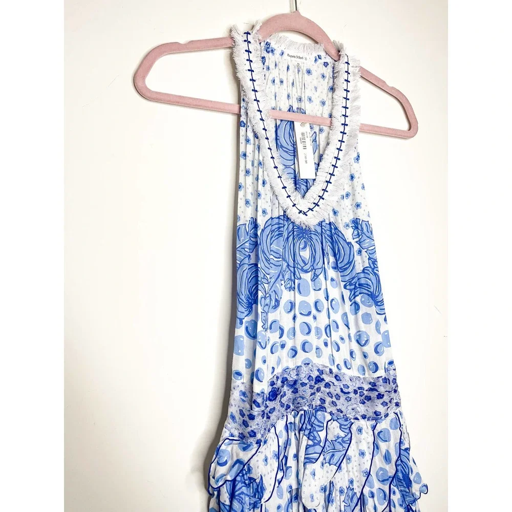 Poupette St. Barth Beline Blue Printed Mini Dress Size XS - Picture 5 of 8